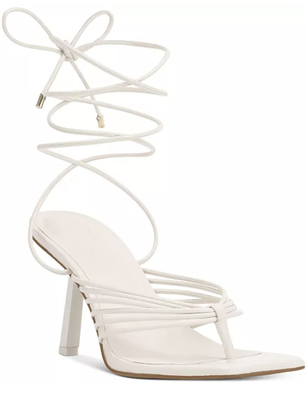 INC International Concepts White Lace-Up Thong Heel Sandal New